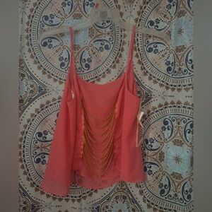 Coral Chain Back Tank Top